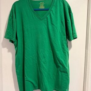 Polo by Ralph Lauren V-Neck Men's Short Sleeve Green Tee